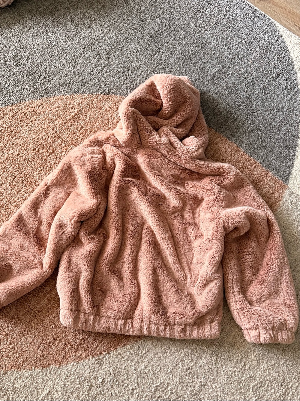 French Connection Y2K Cropped Teddy Hoodie Jacket 6 Hygge Boho Autumn #streetwea - Picture 6 of 7